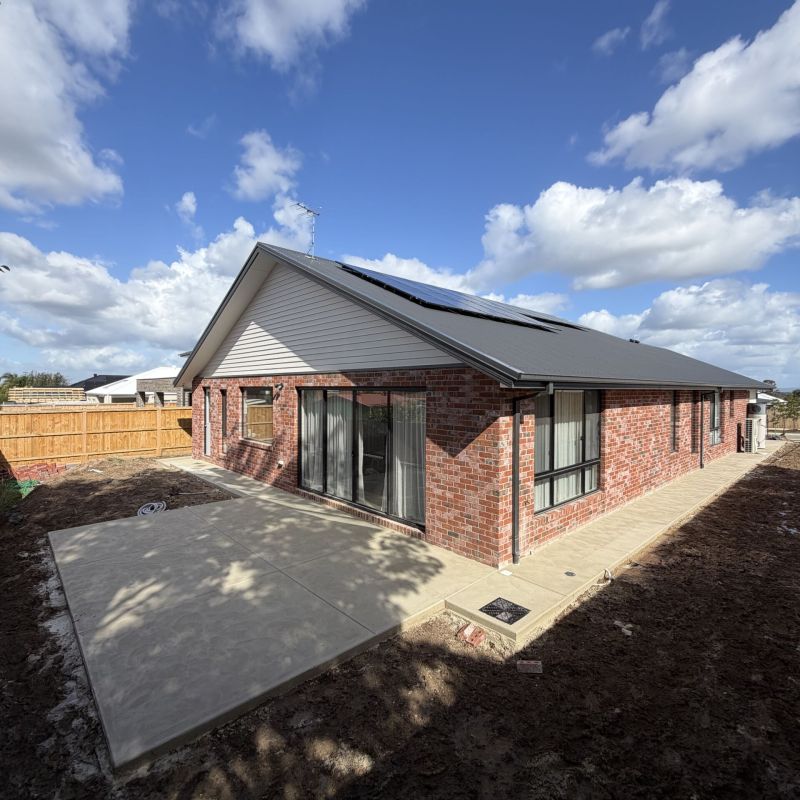Greycon Group - off white concrete apron completed in frakston south in 2025. 70m2 of concrete coverage costing approx $17k supplier metro mix